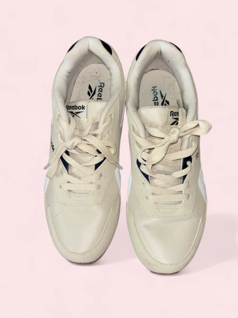Reebok Classic Beige White/Navy Blue Sneakers Size 5B
